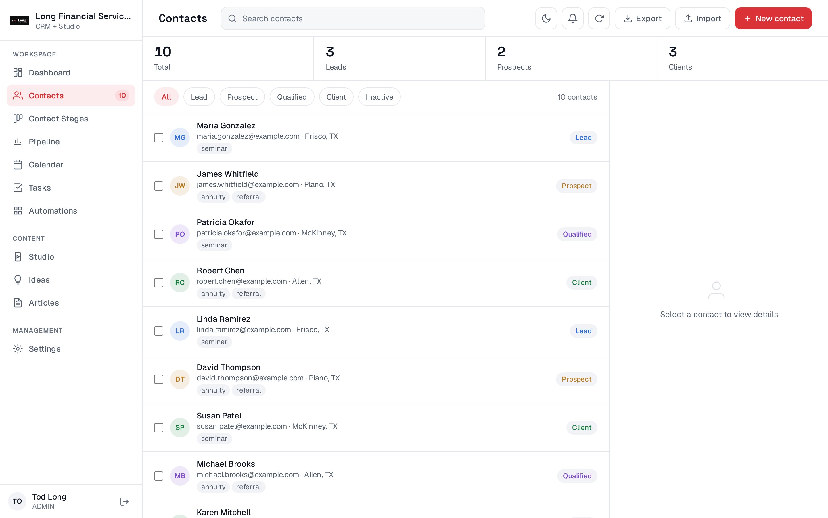 The CRM's contact list in another firm's brand